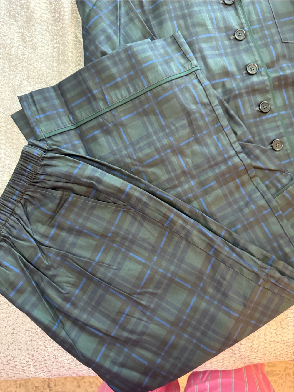 Reformation Plaid Pajama Set in Green and Blue - Picture 6 of 10